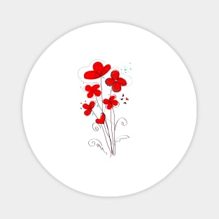 Abstract red flowers Magnet